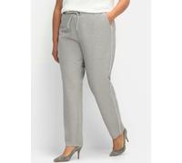 Sheego Schlupfhose mit silberfarbenen Galonstreifen 20 steingrau-gemustert