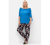 Schlupfhose SHEEGO, Damen, Gr. 46, Normalgrößen, schwarz (schwarz, gemustert), 95% Viskose, 5% Elasthan, bedruckt, geblümt, gemustert, mehrfarbig, Hosen (76255748-46) schwarz, gemustert