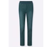 Sheego Schlupfjeans mit geripptem Strick-Dehnbund 195 petrol