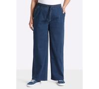 Sheego Schlupfjeans mit weitem Bein und Bindeband 42 blue-stone-washed