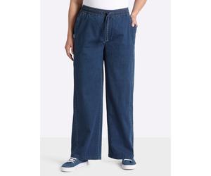 Sheego Schlupfjeans mit weitem Bein und Bindeband 42 blue-stone-washed