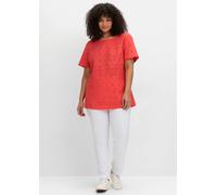 Sheego Shirt im Materialmix, mit Lochstickereien 48 hummer