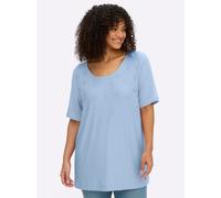 Sheego Shirt mit 3D-Blütenapplikationen 48/50 eisblau