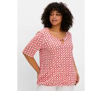Sheego Shirt mit Alloverdruck und Cut-out vorn 48/50 hummer-gemustert