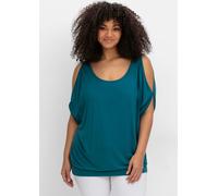 Sheego Shirt mit geschlitzten Ärmeln 40/42 dunkelpetrol