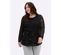Langarmshirt SHEEGO BY JOE BROWNS "Shirt", Damen, Gr. 48/50, schwarz, 92% Polyester, 8% Elasthan, unifarben, Rundhals, Shirts Langarmshirt (22746363-48) schwarz