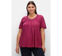 Shirt in A-Linie mit dekorativer Blende, aus Viskose-Jersey, beere, Gr.44/46