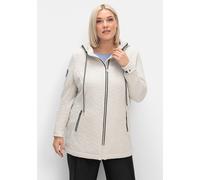Sheego Shirtjacke in strukturierter Qualität, kontrastfarbene Details 44 hellgrau