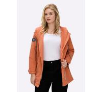 Sheego Shirtjacke in strukturierter Qualität, kontrastfarbene Details 44 papaya