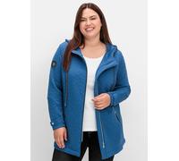 Sheego Shirtjacke in strukturierter Qualität, kontrastfarbene Details 54 jeansblau