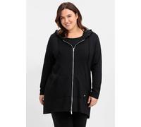 Sheego Shirtjacke mit 2-Wege-Reißverschluss, Longform 44/46 schwarz