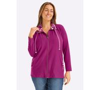 Sheego Shirtjacke mit Glitzersteinchen 38 magenta-ecru-gemustert