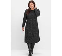 Sheego Shirtkleid mit Jacquardmuster bedruckt 58 schwarz-gemustert