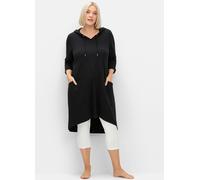Sheego Shirtkleid mit Kapuze 48/50 schwarz