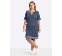 Sheego Shirtkleid mit Kontrast-Ringelstoff 52 rauchblau
