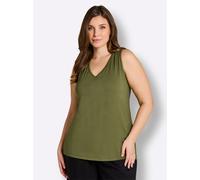 Sheego Shirttop mit Bindeband im Nacken 50 oliv