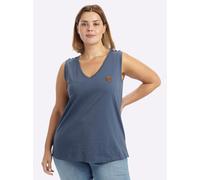 Sheego Shirttop mit Lederimitat-Applikation vorn 58 rauchblau