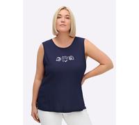 Sheego Shirttop mit Seitenschlitzen 40 marine