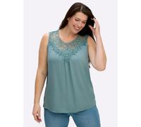 Sheego Shirttop mit Spitze am Ausschnitt 40 jade