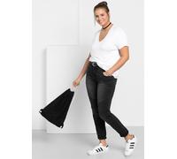 Stretch-Jeans SHEEGO "Große Größen" Gr. 104, Langgrößen, schwarz (black denim) Damen Jeans (31029412-104) black denim
