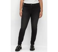 Bequeme Jeans SHEEGO, Damen, Gr. 104, Langgrößen, schwarz (schwarz denim), 74% Baumwolle, 22% Polyester, 3% Viskose, 1% Elasthan, unifarben, lang, Jeans (95327968-104) schwarz denim