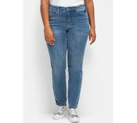 Stretch-Jeans SHEEGO, Damen, Gr. 50, Normalgrößen, blau (blau denim), 96% Baumwolle, 4% Elasthan, unifarben, lang, Jeans (28076363-50) blau denim