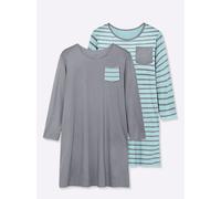 Sheego Sleepshirts im Baumwoll-Mix 36/38 grau-meliert + mint