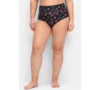 Taillenslip SHEEGO, Damen, Gr. 48, 3 Stk., schwarz, grün, bedruckt, 95% Baumwolle, 5% Elasthan, Unterhosen Taillenslip (43498702-48) schwarz, grün, bedruckt