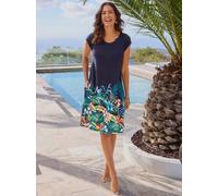 Sheego Sommerkleid in A-Linie 40/42 marine-orange-bedruckt