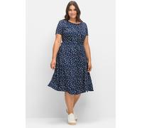 Sheego Sommerkleid mit Bindebändern, figurumspielend 20 marine-geblümt