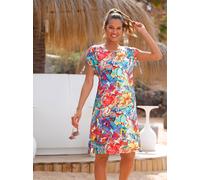 Sheego Sommerkleid mit Raff-Bändern an den Schultern 36/38 fuchsia-türkis-bedruckt