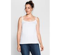 Spaghettitop SHEEGO, Damen, Gr. 52, weiß, 100% Baumwolle, unifarben, Rundhals, Tops (33677250-52) weiß