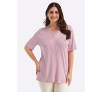 Sheego Spitzenshirt mit beidseitigem, tiefem V 52/54 rosé