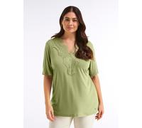 Sheego Spitzenshirt mit beidseitigem, tiefem V 52/54 schilf