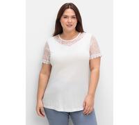 Sheego Spitzenshirt aus reiner Viskose 48 weiß