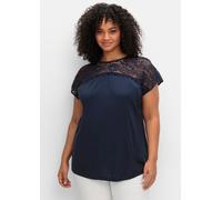 Sheego Spitzenshirt in A-Linie 44/46 tiefblau