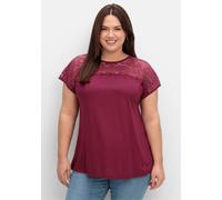Sheego Spitzenshirt in A-Linie 56/58 beere
