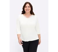 Sheego Spitzenshirt mit 3/4-Ärmeln 36 ecru