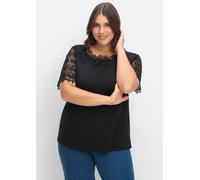 Sheego Spitzenshirt mit transparenter Spitze 38 schwarz