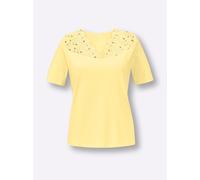Sheego Spitzenshirt mit V-Ausschnitt 44 zitrone