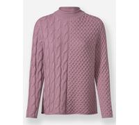 Sheego Stehkragenpullover im Strickmuster-Mix 40 mauve