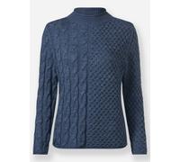 Sheego Stehkragenpullover im Strickmuster-Mix 46 rauchblau