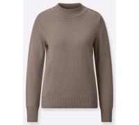 Sheego Stehkragenpullover mit Baumwolle 36 taupe-meliert