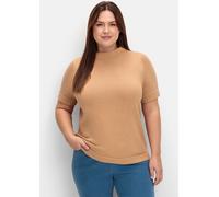 Sheego Stehkragenpullover mit Halbarm 40 camel