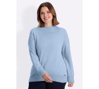 Sheego Stehkragenpullover mit Ripp-Abschlüssen 48 eisblau
