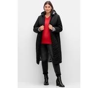 sheego Steppmantel mit abzippbarer Kapuze und Kontrastdetails, schwarz, 50 schwarz
