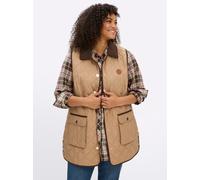 Sheego Steppweste mit Cordpaspeln im Kontrast 48 camel-schoko