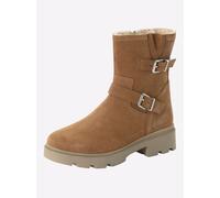 Stiefelette SHEEGO, Damen, Gr. 41, XXL-Schaft, camel, Leder, Veloursleder, Schuhe Stiefelette (83219158-41) camel