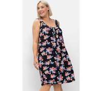 Sommerkleid SHEEGO "Strandkleid", Damen, Gr. 56, Normalgrößen, bunt (schwarz, bunt), 95% Viskose, 5% Elasthan, gemustert, knielang, Rundhals, ohne Ärmel, Kleider (57376337-56) schwarz, bunt