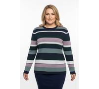 Sheego Streifenpullover mit Strukturmuster 48 dunkelblau-mauve-geringelt